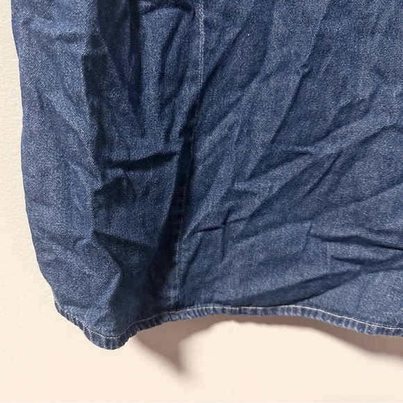 Vintage 90s Floral Embroidered Chambray Shirt Short Sleeve Women’s Plus Size 1X - Picture 9 of 14